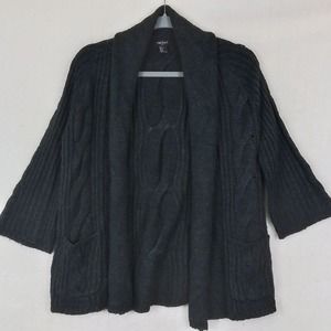 Forever 21 Chunky Cable Knit Open Front Cardigan Size Small in Navy,‎ Green